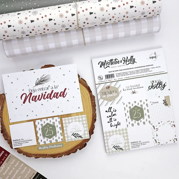 Bloc de tarjetas y s&oacute;lidos Mistletoe & Holly | Mamen Montero