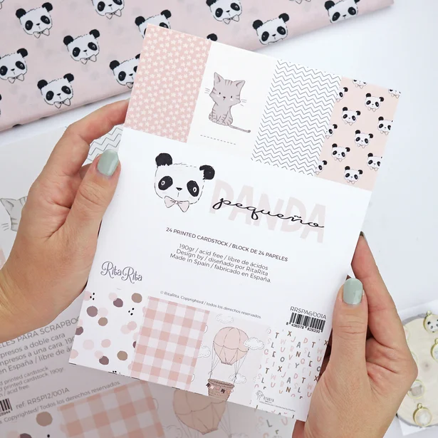 Bloc peque&ntilde;o Panda rosa para scrapbooking
