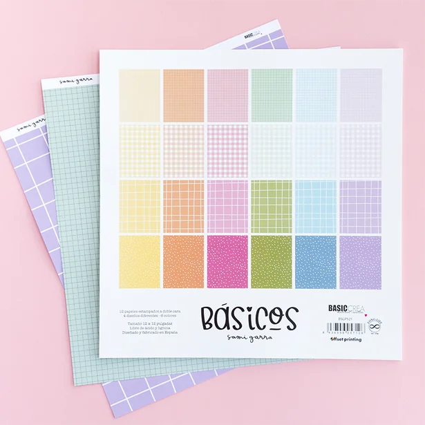 Bloc de papeles 12&Prime;x12&Prime; &laquo;B&aacute;sicos&raquo; by Sami Garra