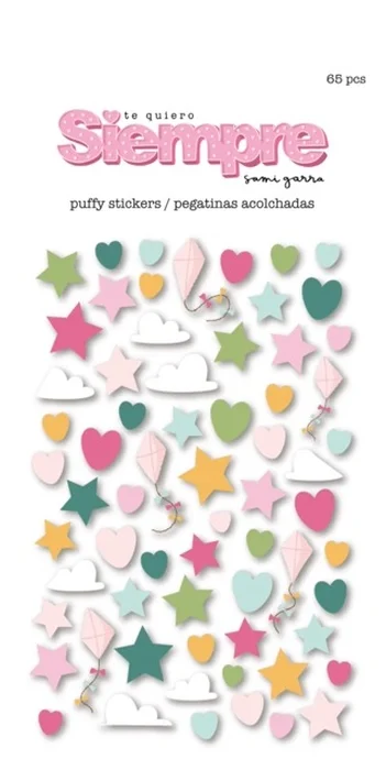 Set de pegatinas puffy de estrellas cometas nubes y corazones &laquo;Siempre&raquo; by Sami Garra