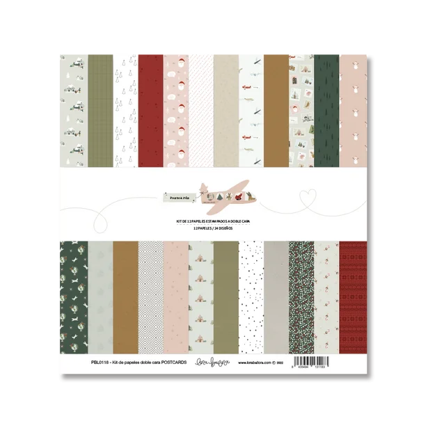 Kit de 12 papeles estampados a doble cara 30,5x30,5 cm POSTCARDS
