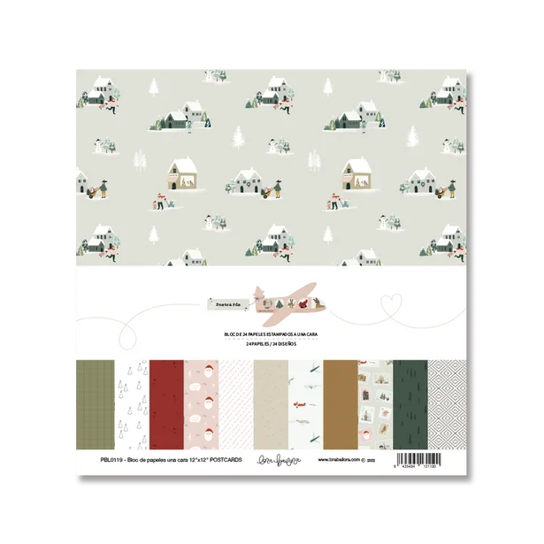 Bloc de 24 papeles estampados a una cara 30,5x30,5 cm POSTCARDS