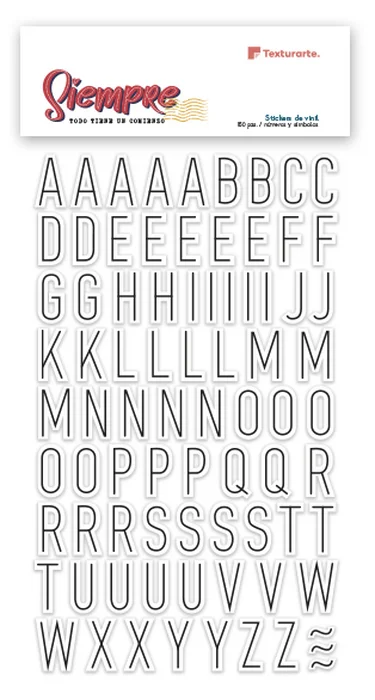 Paquete de stickers de letras en vinil Colecci&oacute;n Siempre